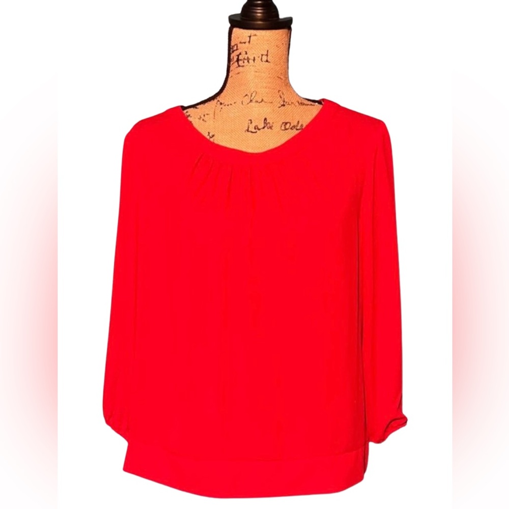 NWT NY&CO Button Down Back Red Blouse Size Large